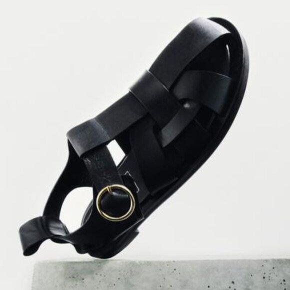 Zara Black Leather Fisherman Sandals, Size 40 - Picture 7 of 8